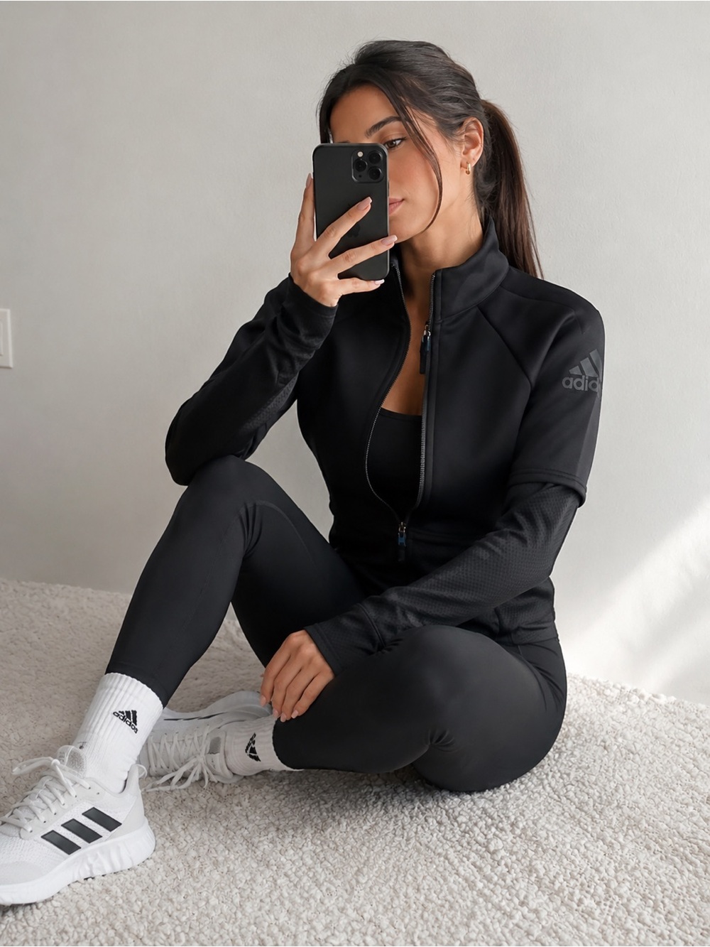 adidas Black Full-Zip Bomber Training Jacket